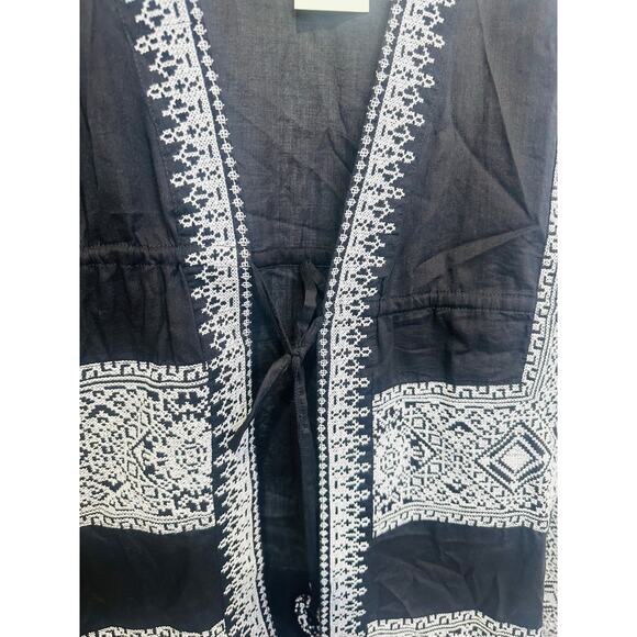 NWT RAMY BROOK Black White Tie Front Tassels Samira Mini Beachy Coverup Size XXS - Picture 10 of 11